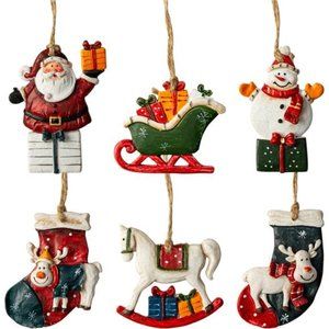 Resin Christmas Tree Ornaments 6-Pack Xmas Hanging Ornaments